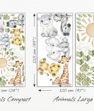 Vinilos decorativos Adhesivos infantiles de pared de acuarela de animales de safari de bebé (0032)
