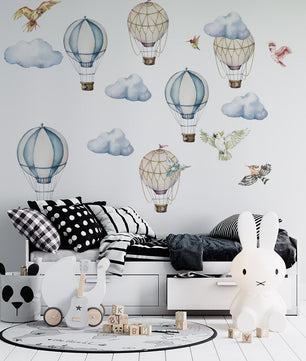 Vinilos decorativos Adhesivos infantiles de Pared globo de aire caliente, arte de globo de aire caliente niño