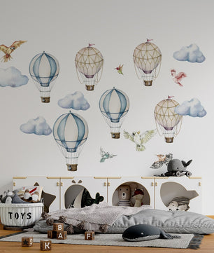 Vinilos decorativos Adhesivos infantiles de Pared globo de aire caliente, arte de globo de aire caliente niño