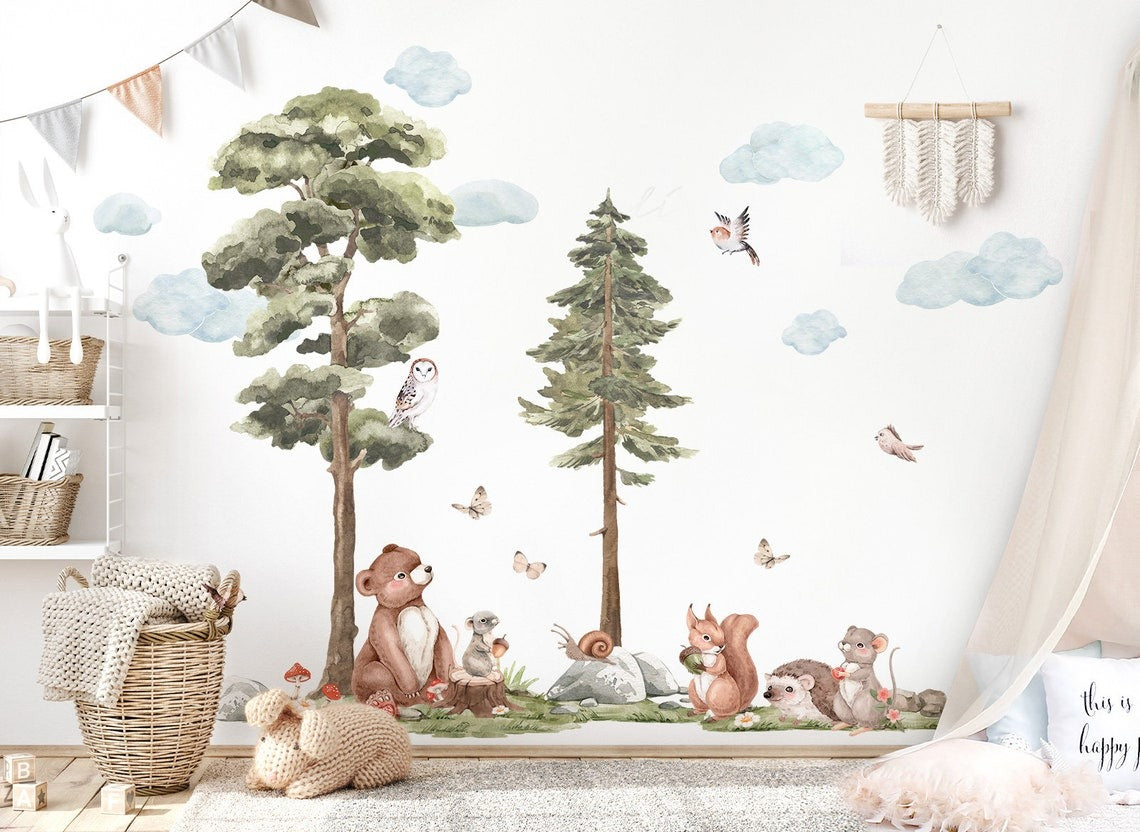 Vinilos decorativos Adhesivos infantiles de Pared  Conjunto de animales modelos variados