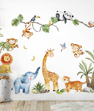 Vinilos decorativos Adhesivos infantiles de pared Animales de Safari niño (0021)