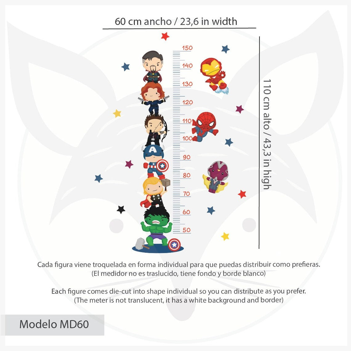 Medidor de altura infantil de superheroes niño (0074)