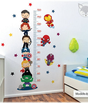 Vinilos decorativos Adhesivos infantiles de Pared medidor de altura infantil con animales