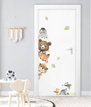 Vinilos decorativos Adhesivos infantiles de Puerta infantil con animales