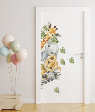 Vinilos decorativos Adhesivos infantiles de Puerta infantil con animales