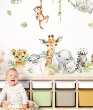 Vinilos decorativos Adhesivos infantiles de Pared  Conjunto de animales modelos variados
