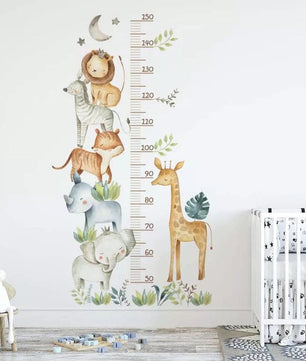 Vinilos decorativos Adhesivos infantiles de Pared medidor de altura infantil con animales
