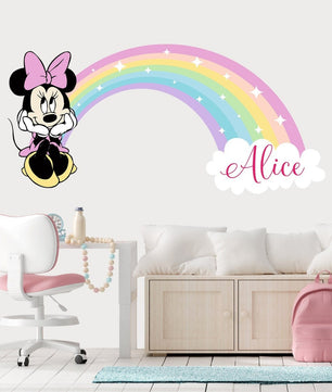 Vinilos decorativos Adhesivos infantiles de Pared minnie arcoiris 2 niña (0077)