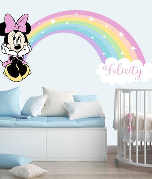 Vinilos decorativos Adhesivos infantiles de Pared minnie arcoiris 2 niña (0077)