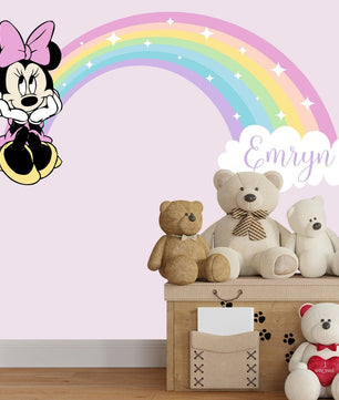 Vinilos decorativos Adhesivos infantiles de Pared minnie arcoiris 2 niña (0077)