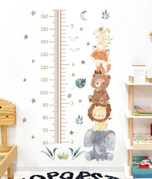 Vinilos decorativos Adhesivos infantiles de Pared medidor de altura infantil con animales