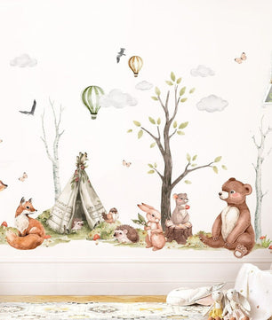 Vinilos decorativos Adhesivos infantiles de Pared  Conjunto de animales modelos variados