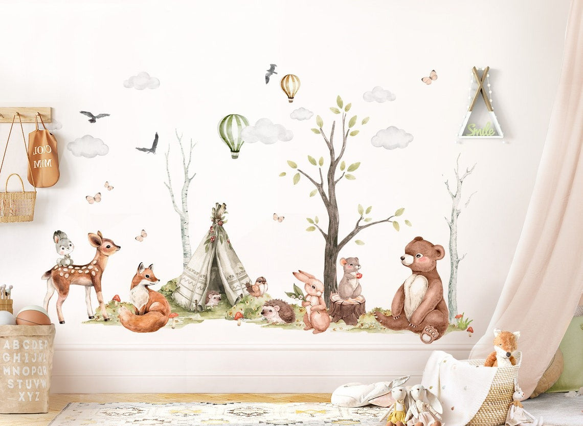 Vinilos decorativos Adhesivos infantiles de Pared  Conjunto de animales modelos variados