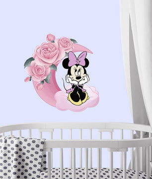 Vinilos decorativos Adhesivos infantiles de Pared minnie en luna niña