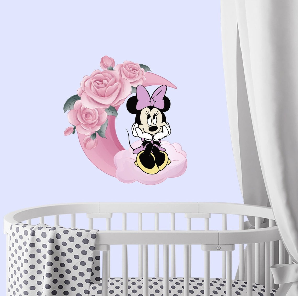 Vinilos decorativos Adhesivos infantiles de Pared minnie en luna niña