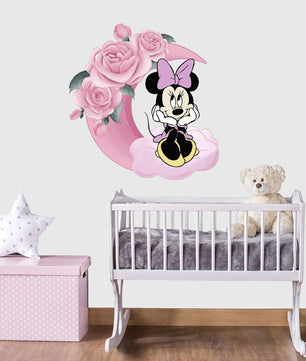 Vinilos decorativos Adhesivos infantiles de Pared minnie en luna niña