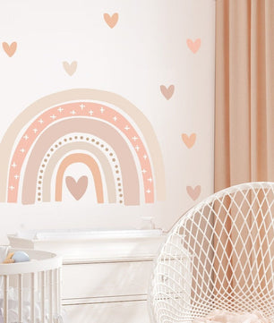 Vinilos decorativos Adhesivos infantiles de pared arcoíris con corazones niña 0002
