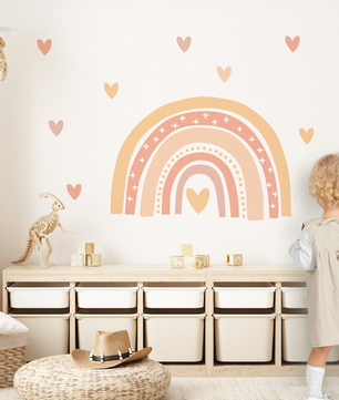 Vinilos decorativos Adhesivos infantiles de pared arcoíris con corazones niña 0002