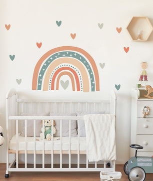 Vinilos decorativos Adhesivos infantiles de pared arcoíris con corazones niña 0002