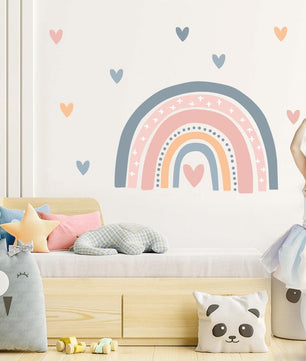 Vinilos decorativos Adhesivos infantiles de pared arcoíris con corazones niña 0002