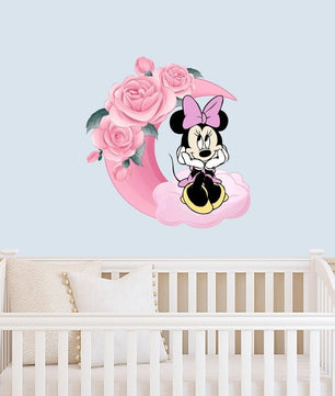 Vinilos decorativos Adhesivos infantiles de Pared minnie en luna niña