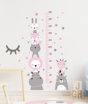 Vinilos decorativos Adhesivos infantiles de Pared medidor de altura infantil con animales