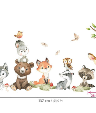 Vinilos decorativos Adhesivos infantiles de Pared del bebé Fox Conejo Oso (0038)