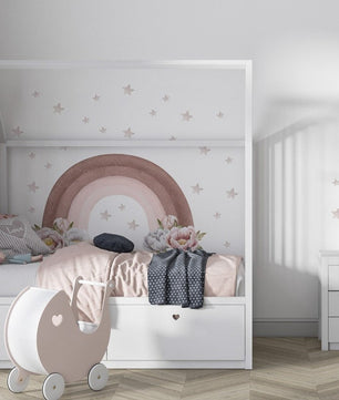 Vinilos decorativos Adhesivos infantiles de Pared arco iris pastel con coneja niña (0023)