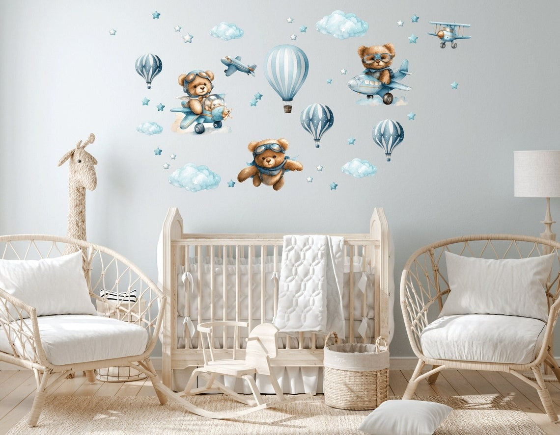 Vinilos decorativos Adhesivos infantiles de Pared de oso de peluche niño (0033)