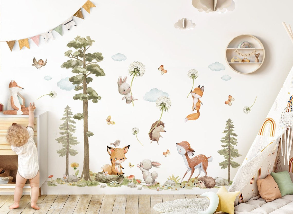 Vinilos decorativos Adhesivos infantiles animales del bosque 2 (0007)