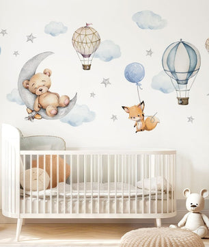 Vinilos decorativos Adhesivos infantiles de Pared Oso en la luna niño (0081)