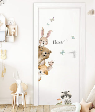 Vinilos decorativos Adhesivos infantiles de Puerta infantil con animales