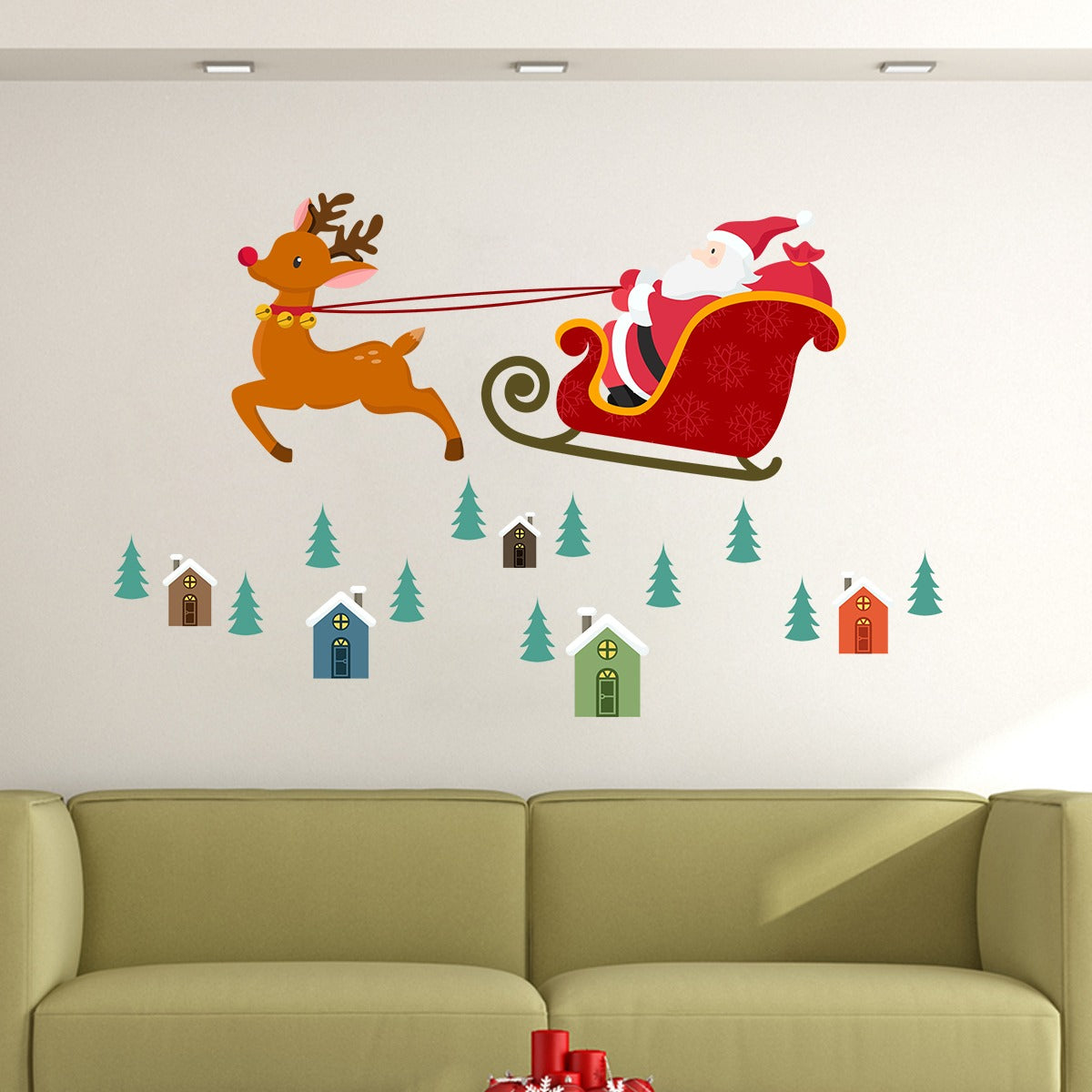 Vinilos decorativos Adhesivos infantiles de vinilo para Paredes Navideñas Con adornos