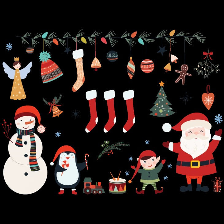 Vinilos decorativos Adhesivos infantiles de vinilo para Paredes Navideñas Con adornos