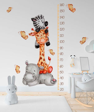 Vinilos decorativos Adhesivos infantiles de Pared medidor de altura infantil con animales
