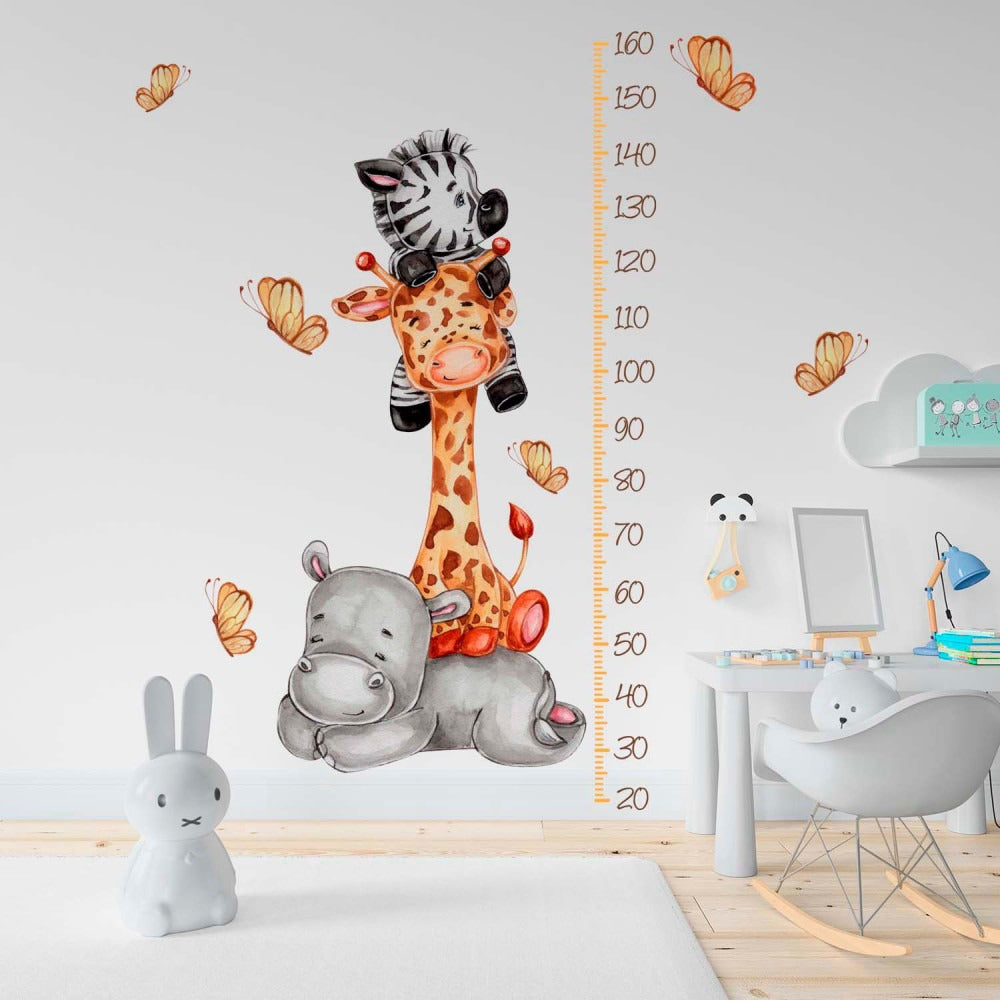 Vinilos decorativos Adhesivos infantiles de Pared medidor de altura infantil con animales