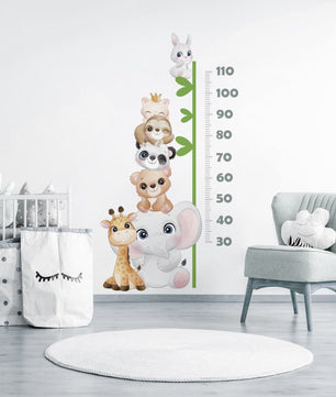Vinilos decorativos Adhesivos infantiles de Pared medidor de altura infantil con animales